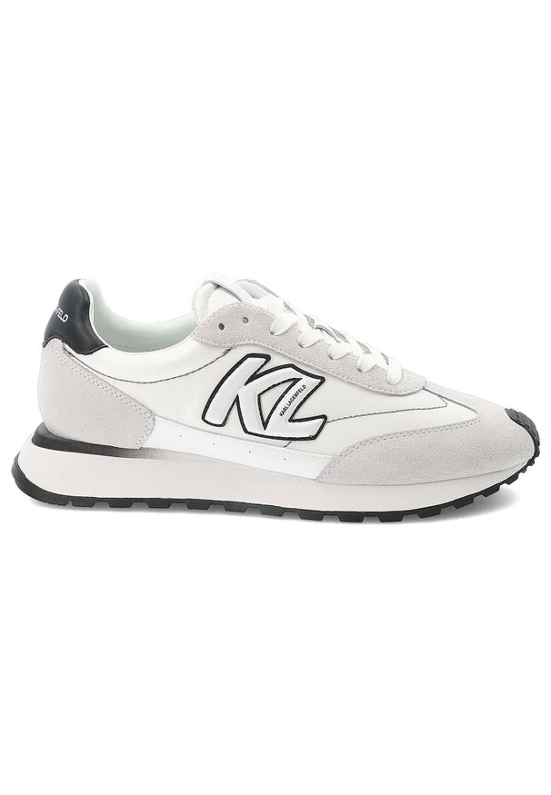 Białe Sneakersy Karl Lagerfeld Stylowe Obuwie Męskie Premium. Okazja: na spacer. Kolor: biały. Materiał: materiał, skóra, guma. Szerokość cholewki: normalna. Sport: turystyka piesza