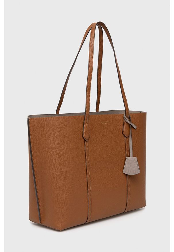 Tory Burch torebka skórzana kolor brązowy. Kolor: brązowy. Materiał: skórzane. Rodzaj torebki: na ramię