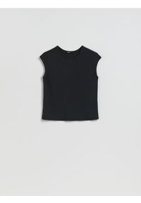 Reserved - Top z modalem - ciemnoszary. Kolor: szary. Materiał: dzianina #1