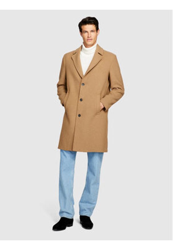 Sisley Płaszcz przejściowy 2VKFSN025 Brązowy Regular Fit. Kolor: brązowy. Materiał: syntetyk
