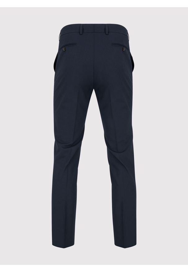 Pako Lorente - PAKO LORENTE – Gładkie granatowe spodnie garniturowe. Kolor: niebieski. Materiał: poliester, wełna, elastan. Wzór: gładki