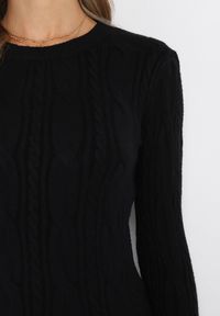 Born2be - Czarny Sweter w Warkoczykowy Splot Asmani. Kolor: czarny. Materiał: wełna, tkanina, dzianina. Wzór: ze splotem #2