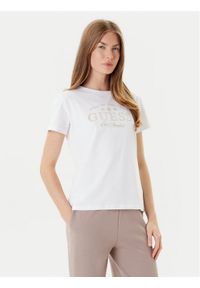 Guess T-Shirt V5YI13J 1314 Biały Regular Fit. Kolor: biały. Materiał: bawełna