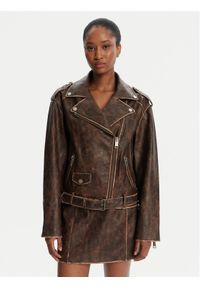 Guess Kurtka z imitacji skóry W5YL04 WHDI0 Brązowy Regular Fit. Kolor: brązowy. Materiał: skóra #1