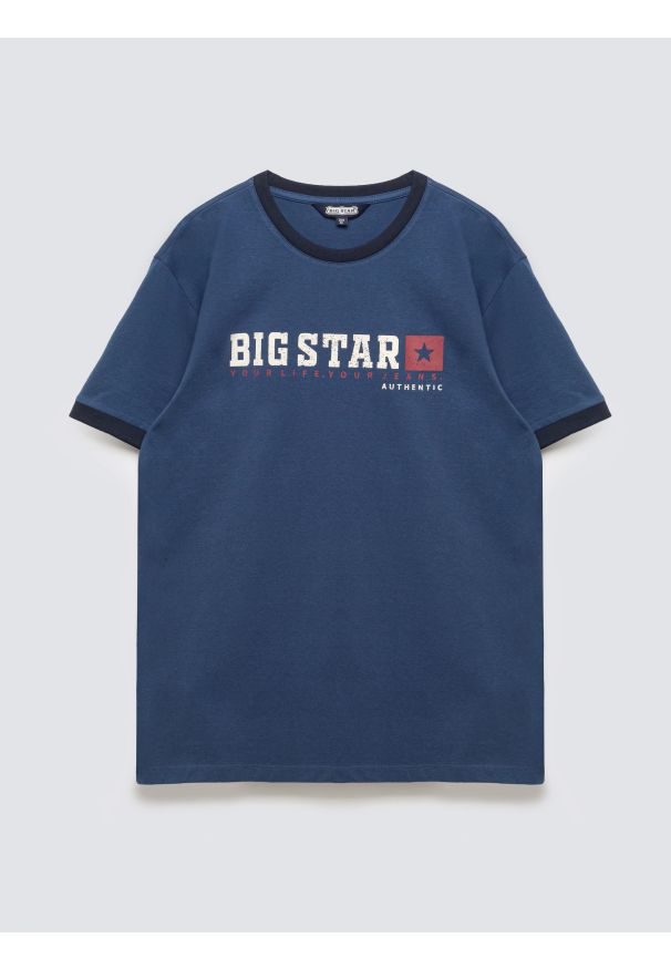 Big-Star - Koszulka męska z linii Authentic z logo BIG STAR ciemnoniebieska Summet 402. Kolor: niebieski. Materiał: bawełna, jeans. Styl: sportowy, klasyczny