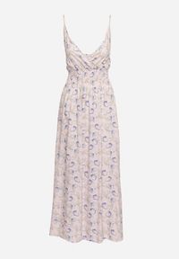 Born2be - Jasnoróżowa Sukienka Bawełniana Rozkloszowana w Kwiatowy Print na Regulowanych Ramiączkach Rosapia. Typ kołnierza: dekolt w kształcie V. Kolor: różowy. Materiał: bawełna. Długość rękawa: na ramiączkach. Wzór: nadruk, kwiaty. Typ sukienki: rozkloszowane #3