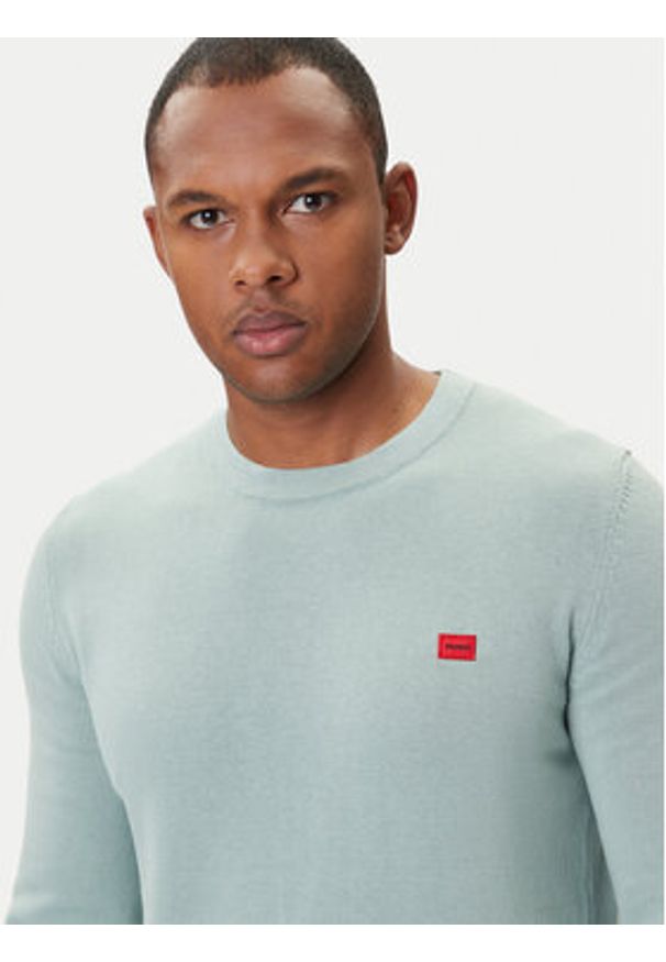Hugo - HUGO Sweter San Cassius-C1 50475083 Zielony Regular Fit. Kolor: zielony. Materiał: bawełna