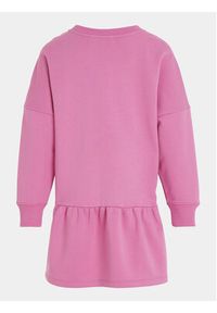 Calvin Klein Jeans Sukienka dzianinowa Hero Logo IG0IG02227 Różowy Regular Fit. Kolor: różowy. Materiał: bawełna