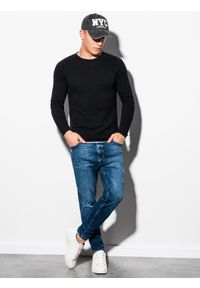 Ombre Clothing - Sweter męski - czarny V1 E121 - XXL. Okazja: na co dzień. Kolor: czarny. Materiał: bawełna. Styl: klasyczny, casual, elegancki #4