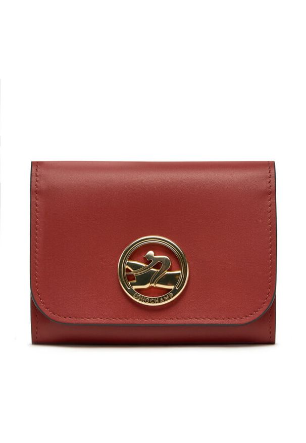 Longchamp Mały Portfel Damski 30021HAU Brązowy. Kolor: brązowy. Materiał: skóra
