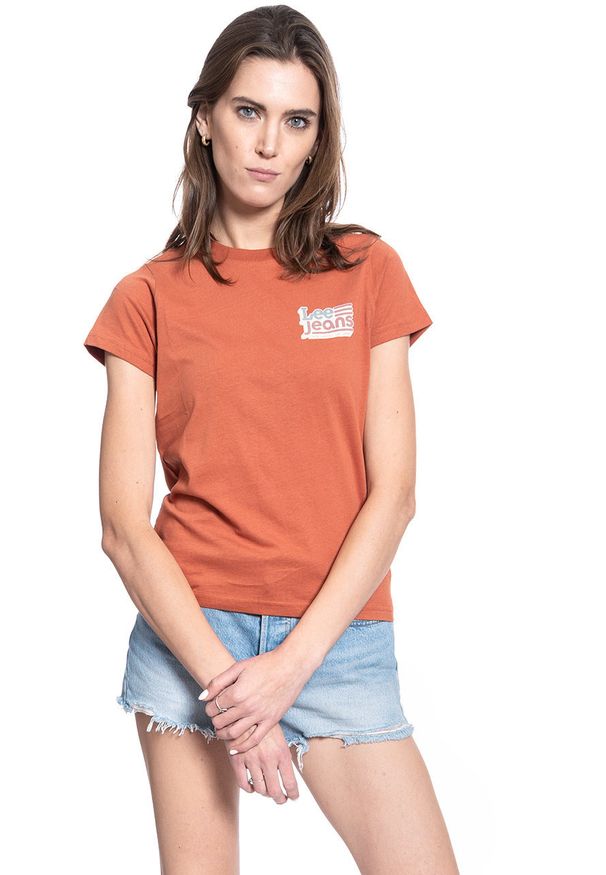 Lee - DAMSKI T-SHIRT LEE CREW NECK TEE BURNT OCRA L41LYGOM 112109078