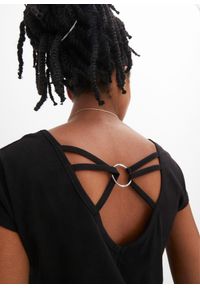 bonprix - T-shirt z czystej bawełny organicznej. Typ kołnierza: dekolt w serek. Kolor: czarny. Materiał: bawełna. Długość rękawa: krótki rękaw. Długość: krótkie. Styl: elegancki #2