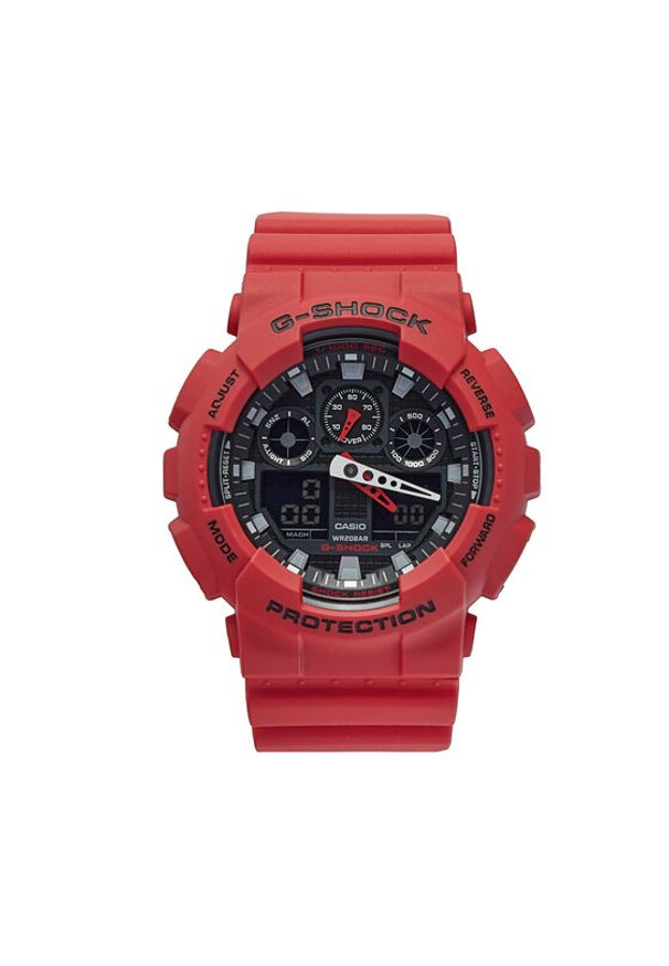 G-Shock Zegarek GA-100B-4AER Czerwony. Kolor: czerwony. Materiał: syntetyk