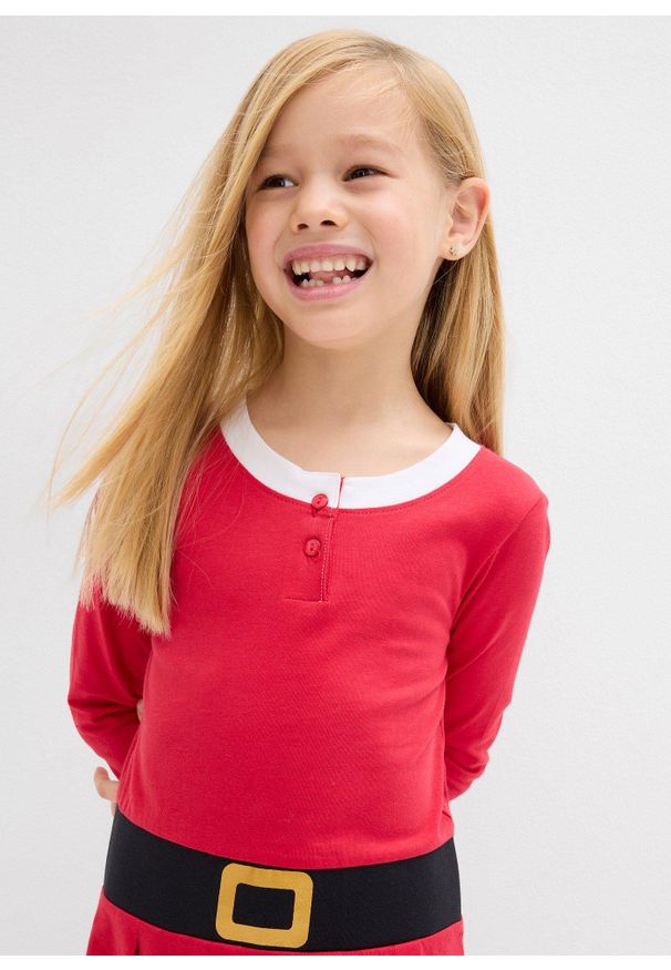 bonprix - Sukienka dziewczęca bożonarodzeniowa z dżerseju. Kolor: czerwony. Materiał: jersey. Długość rękawa: długi rękaw