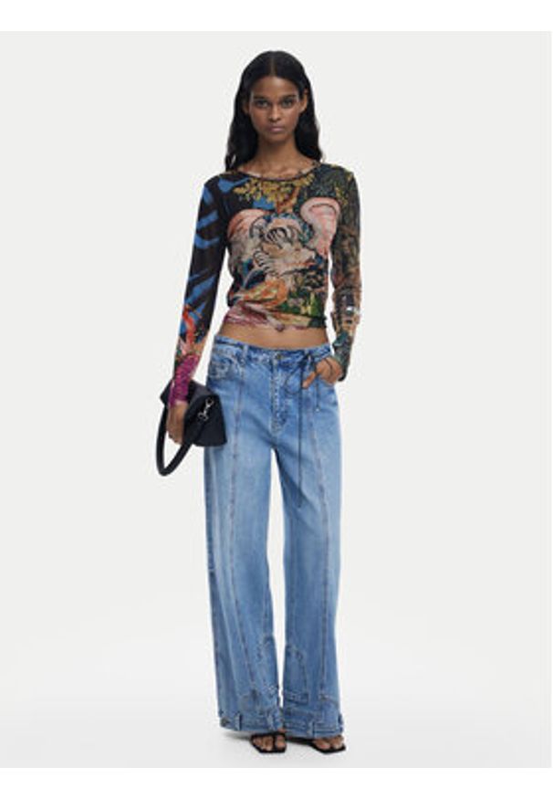 Desigual Bluzka Dragon Lacroix 25WWTK39 Kolorowy Slim Fit. Materiał: syntetyk. Wzór: kolorowy