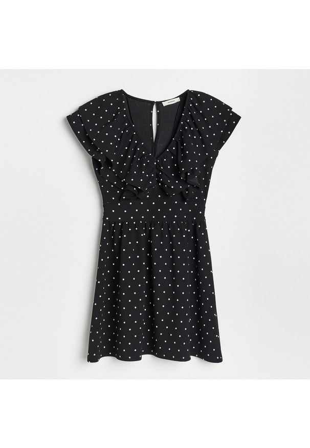 Reserved - Dzianinowa sukienka mini - Czarny. Kolor: czarny. Materiał: dzianina. Długość: mini