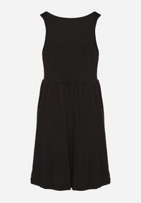 Born2be - Czarna Sukienka o Rozkloszowanym Kroju na Szerokich Ramiączkach z Guzikami Jenovira. Okazja: na co dzień. Kolor: czarny. Długość rękawa: na ramiączkach. Styl: casual #3