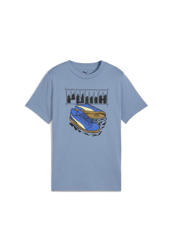 Puma - Młodzieżowa koszulka z grafiką sneakersów PUMA Cool Blue. Kolor: niebieski. Sport: joga i pilates
