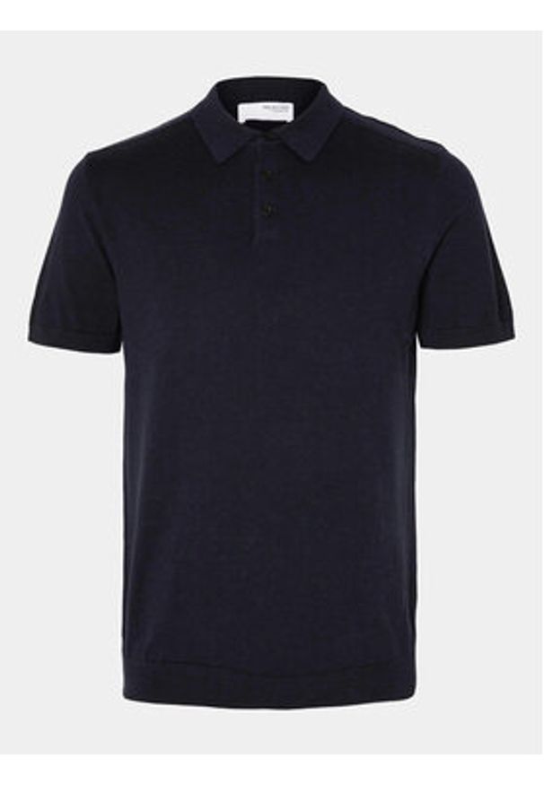 Selected Homme Polo Berg 16092437 Granatowy Regular Fit. Typ kołnierza: polo. Kolor: niebieski. Materiał: bawełna