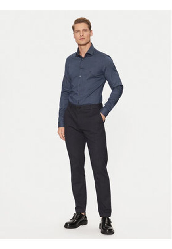 Calvin Klein Koszula K10K113844 Granatowy Slim Fit. Kolor: niebieski. Materiał: bawełna