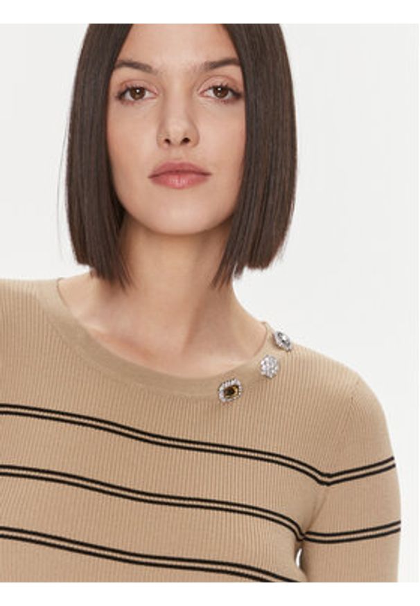 Liu Jo Sweter MF3001 MS99E Brązowy Slim Fit. Kolor: brązowy. Materiał: syntetyk, wiskoza