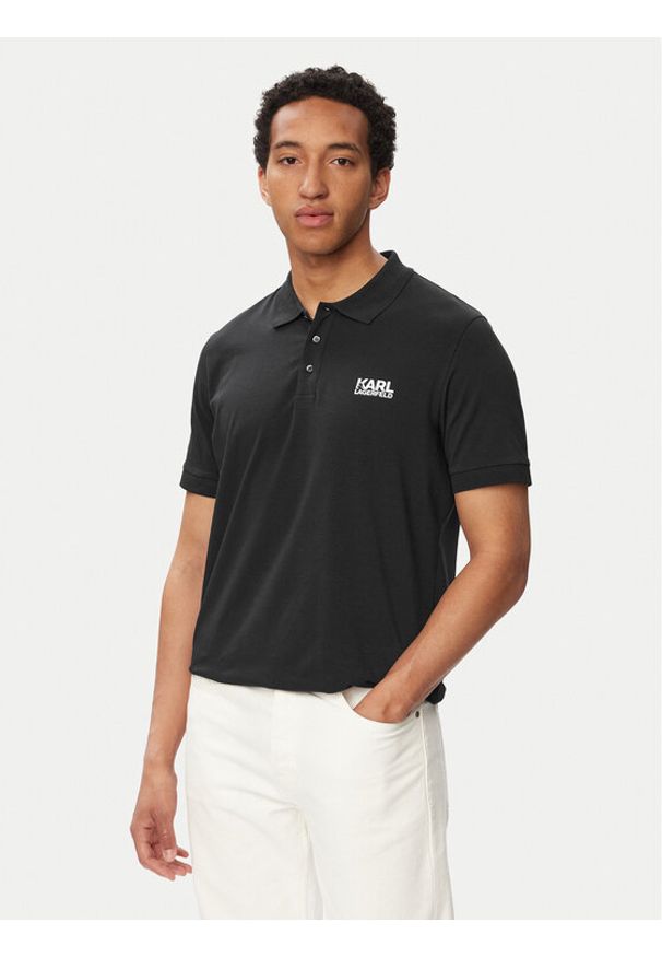 Karl Lagerfeld - KARL LAGERFELD Polo 745780 563235 Granatowy Regular Fit. Typ kołnierza: polo. Kolor: niebieski. Materiał: bawełna