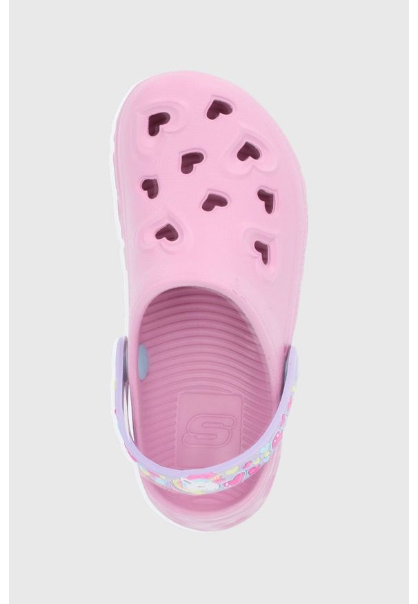 skechers - Skechers klapki dziecięce Foamies kolor różowy. Nosek buta: okrągły. Kolor: różowy. Materiał: guma