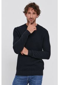 Sisley Sweter męski kolor czarny. Okazja: na co dzień. Kolor: czarny. Długość rękawa: długi rękaw. Długość: długie. Styl: casual