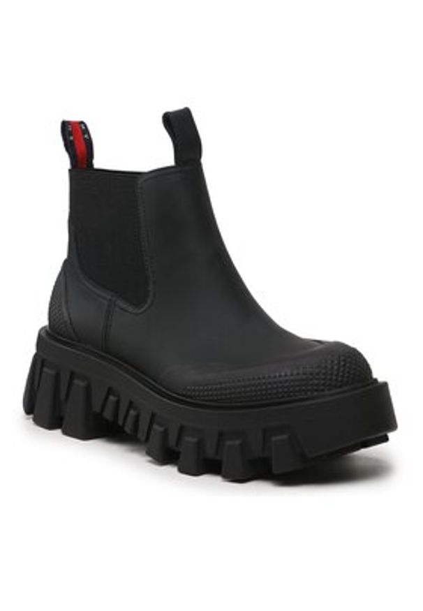Tommy Jeans Sztyblety Tjw Rubber Rain Boot EN0EN02234 Czarny. Kolor: czarny. Materiał: skóra