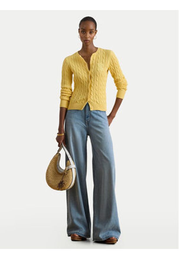 Lauren Ralph Lauren - LAUREN RALPH LAUREN Kardigan 200932225016 Żółty Regular Fit. Kolor: żółty. Materiał: bawełna