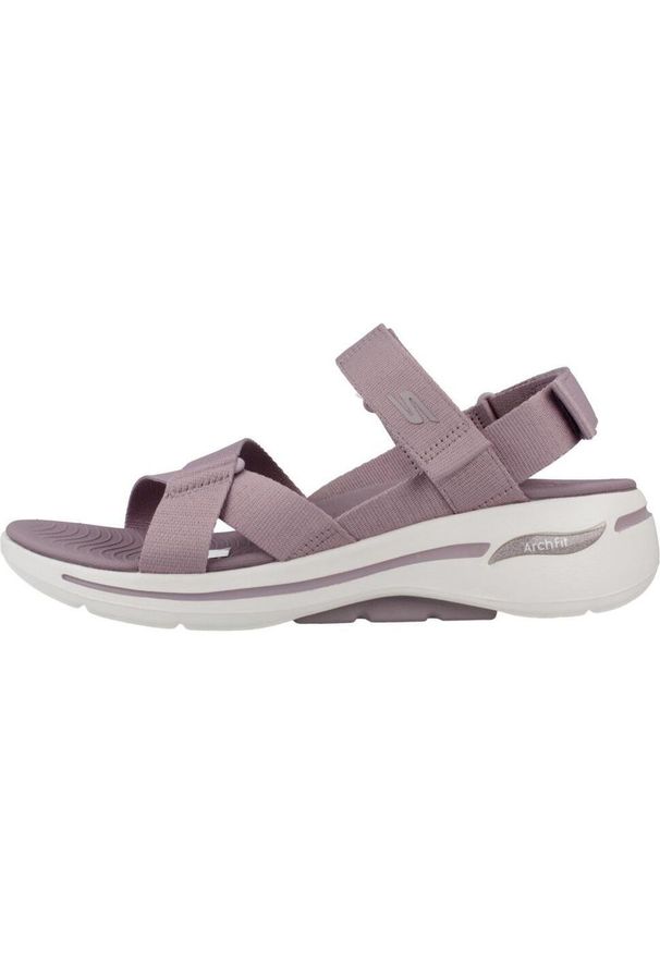 skechers - Sandały SKECHERS GO WALK ARCH FIT SANDAL Fioletowy. Kolor: fioletowy. Materiał: tkanina. Sezon: lato