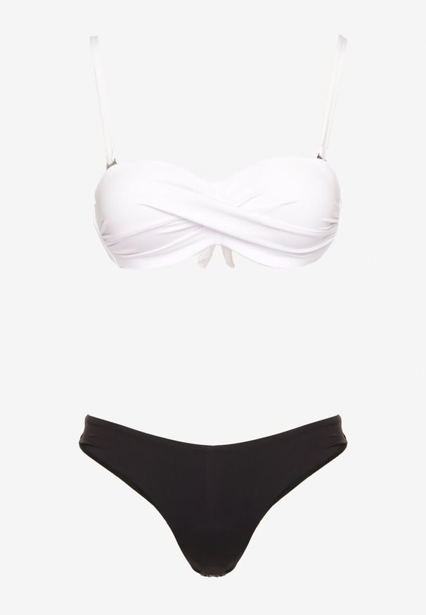 Born2be - Białe Bikini 3-częściowe Biustonosz i Dwie Pary Fig Milarella. Kolor: biały. Wzór: aplikacja, gładki