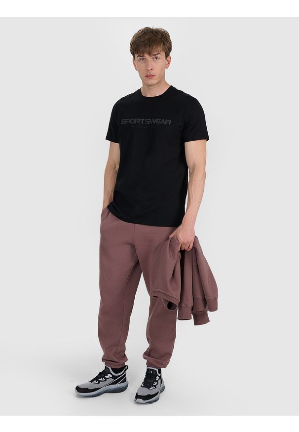 4f - 4F T-shirt regular z nadrukiem męski - czarny 3XL. Okazja: na co dzień. Kolor: czarny. Materiał: materiał, bawełna. Wzór: nadruk. Styl: casual