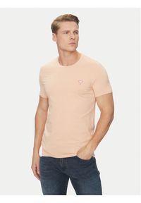 Guess T-Shirt M2YI24 J1314 Pomarańczowy Slim Fit. Kolor: pomarańczowy. Materiał: bawełna