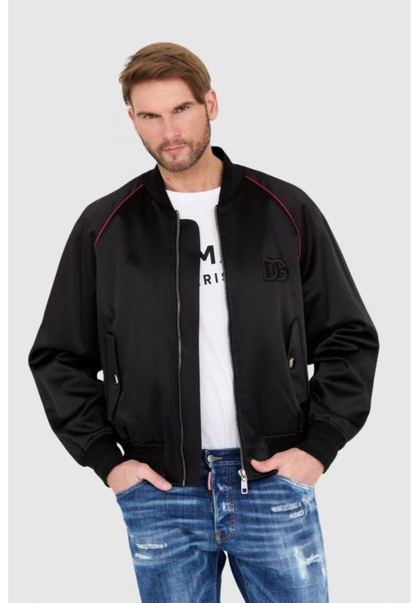Dolce and Gabbana - DOLCE & GABBANA Czarna męska kurtka bomber outwear jacket, Rozmiar 48. Kolor: czarny