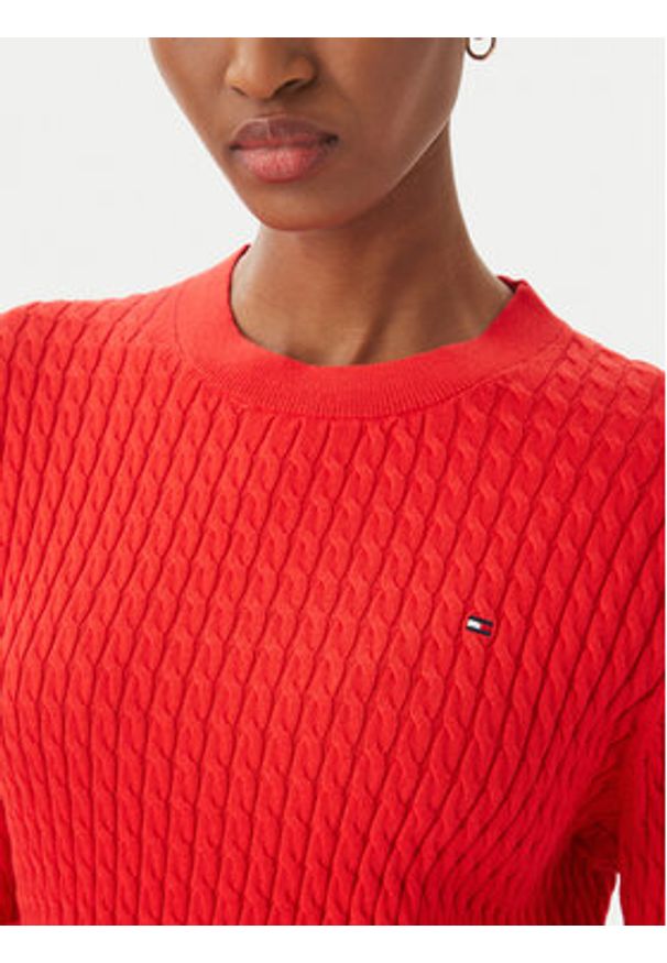 TOMMY HILFIGER - Tommy Hilfiger Sweter WW0WW44993 Czerwony Regular Fit. Kolor: czerwony. Materiał: bawełna