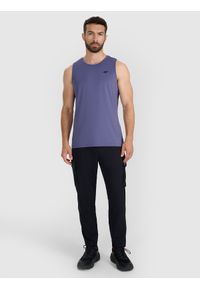 4f - 4F Tank top treningowy szybkoschnący męski - niebieski XXL. Kolor: niebieski. Materiał: materiał, włókno, elastan, syntetyk. Wzór: ze splotem. Sport: fitness