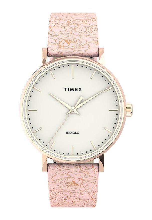 Timex zegarek TW2U40500 Fairfield Floral damski kolor różowy. Kolor: różowy. Materiał: materiał, skóra