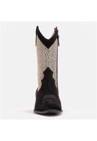 Marco Shoes Kowbojki w połączeniu zamszu z tkaniną czarne. Kolor: czarny. Materiał: tkanina, zamsz #9