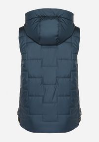 Born2be - Niebieska Pikowana Kamizelka z Kapturem i Sznurkami Imvila. Okazja: na co dzień. Typ kołnierza: kaptur. Kolor: niebieski. Materiał: jeans. Wzór: aplikacja. Styl: klasyczny, casual, elegancki