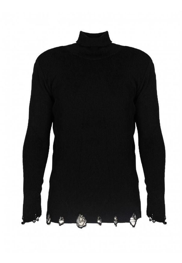 Takeshy Kurosawa Sweter "Breaks" | 83450 | Dolcevita Breaks | Mężczyzna | Czarny. Okazja: na co dzień. Typ kołnierza: golf. Kolor: czarny. Materiał: akryl. Wzór: aplikacja. Styl: casual