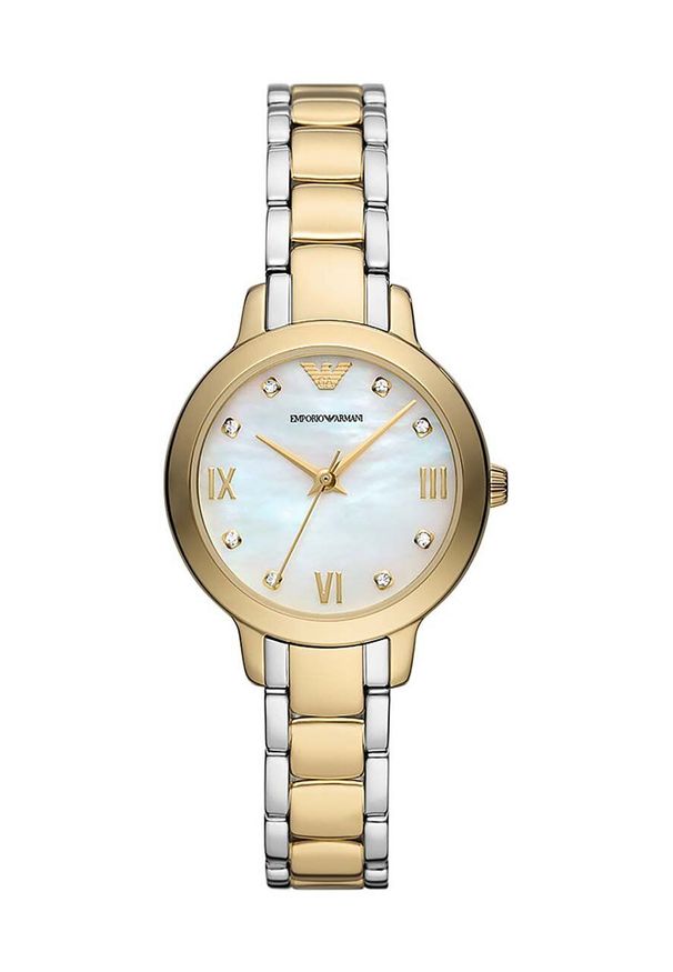 Emporio Armani zegarek damski kolor złoty. Kolor: złoty. Materiał: materiał