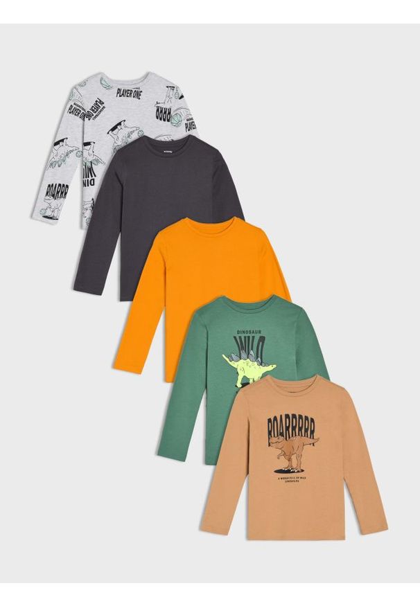 Sinsay - Koszulki 5 pack - wielobarwny. Długość rękawa: długi rękaw. Długość: długie