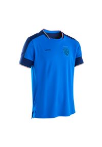 KIPSTA - Koszulka do piłki nożnej dla dzieci Kipsta FF500 Włochy 2024. Kolor: niebieski. Materiał: materiał, elastan, prążkowany, tkanina, poliester