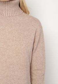 Born2be - Beżowa Dzianinowa Sukienka z Bawełną o Prostym Kroju z Golfem Tesala. Okazja: na spotkanie biznesowe, do pracy. Typ kołnierza: golf. Kolor: beżowy. Materiał: dzianina, bawełna. Wzór: jednolity. Typ sukienki: proste. Styl: biznesowy, klasyczny #6