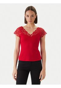 Morgan Bluzka 251-DELI Czerwony Slim Fit. Kolor: czerwony. Materiał: syntetyk, wiskoza #1
