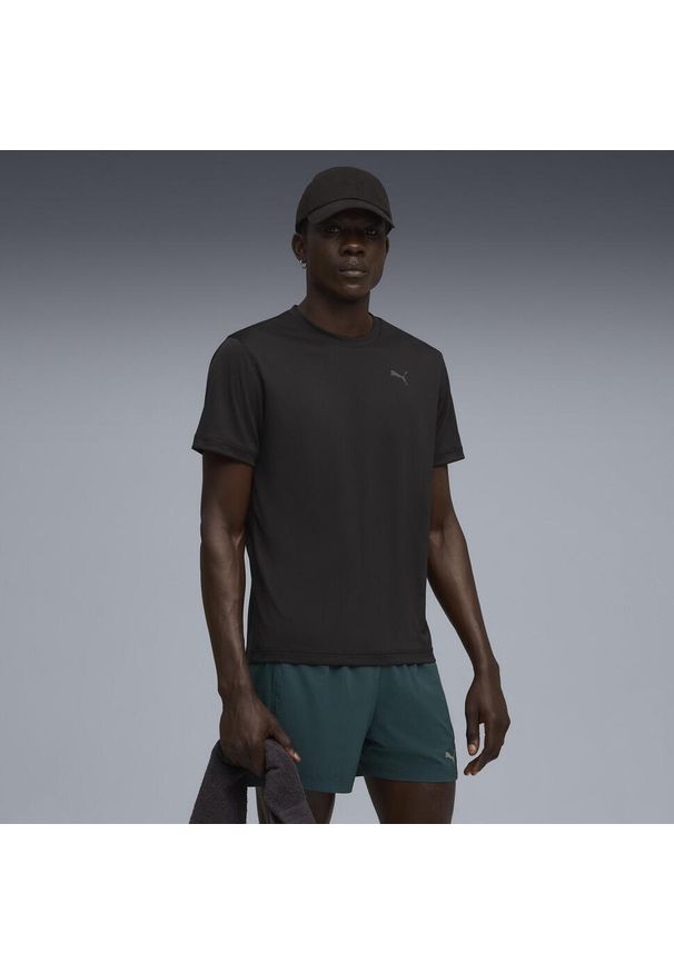 Puma - Męska koszulka do biegania z nadrukiem Faster PUMA Black Q3 & Q4. Kolor: czarny. Materiał: skóra. Wzór: nadruk. Sport: bieganie, fitness