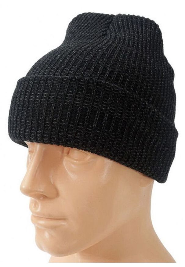 Pako Jeans - Czarna Melanżowa Męska Jesienno-Zimowa Czapka, Ciepła, Uniwersalny Rozmiar, Podwijane Beanie. Kolor: czarny. Materiał: akryl. Wzór: melanż. Sezon: zima, jesień