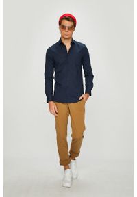 TOMMY HILFIGER - Tommy Hilfiger Tailored - Koszula. Typ kołnierza: kołnierzyk włoski. Kolor: niebieski. Materiał: tkanina. Wzór: gładki #5