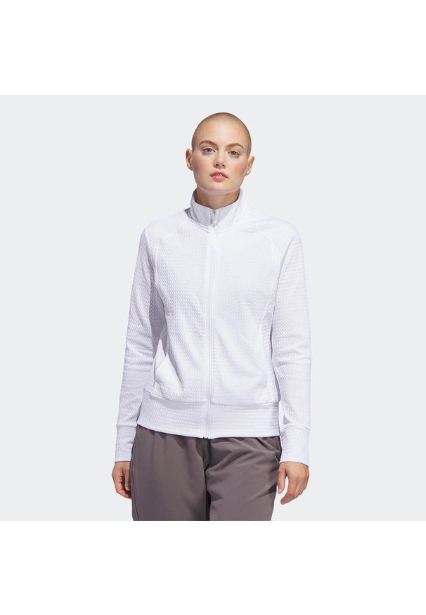 Adidas - Kurtka do golfa damska ADIDAS. Typ kołnierza: golf. Materiał: materiał. Wzór: ze splotem. Sport: golf
